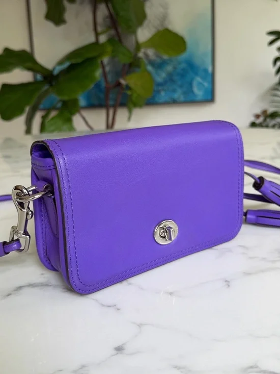 Coach Legacy Leather Penny Shoulder Crossbody Bag 19914 Ultraviolet Purple - Picture 4 of 15
